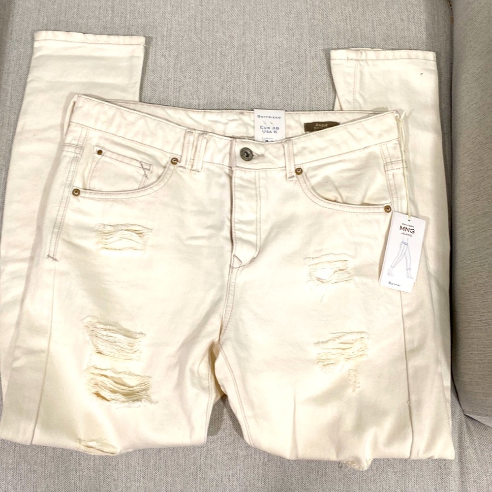 🆕 MNG Angie3 Boyfriend Distressed Jeans Slim Fit High Rise